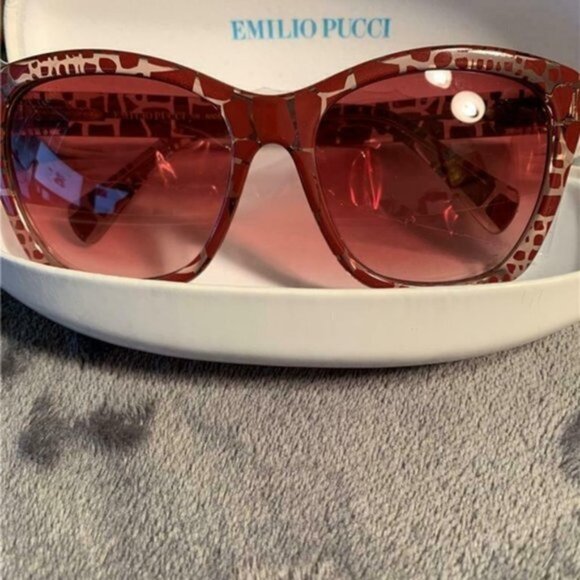 Emilio Pucci Brown Animal Print Sunglasses - Picture 2 of 3
